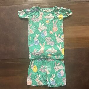 Little Sleepies Bunny Print Pajama Set - Teal